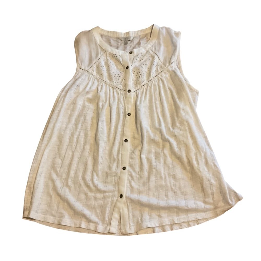 Lucky brand Elegant Sleeveless White‎ Blouse 100% cotton